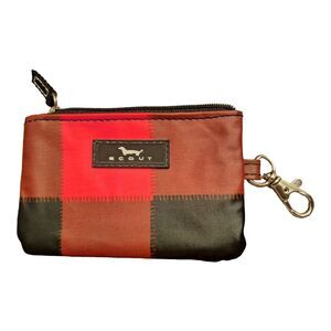 Scout IDKase Card Holder Wallet ID Holder Zip Closure Key Clasp Red Plaid NWOT